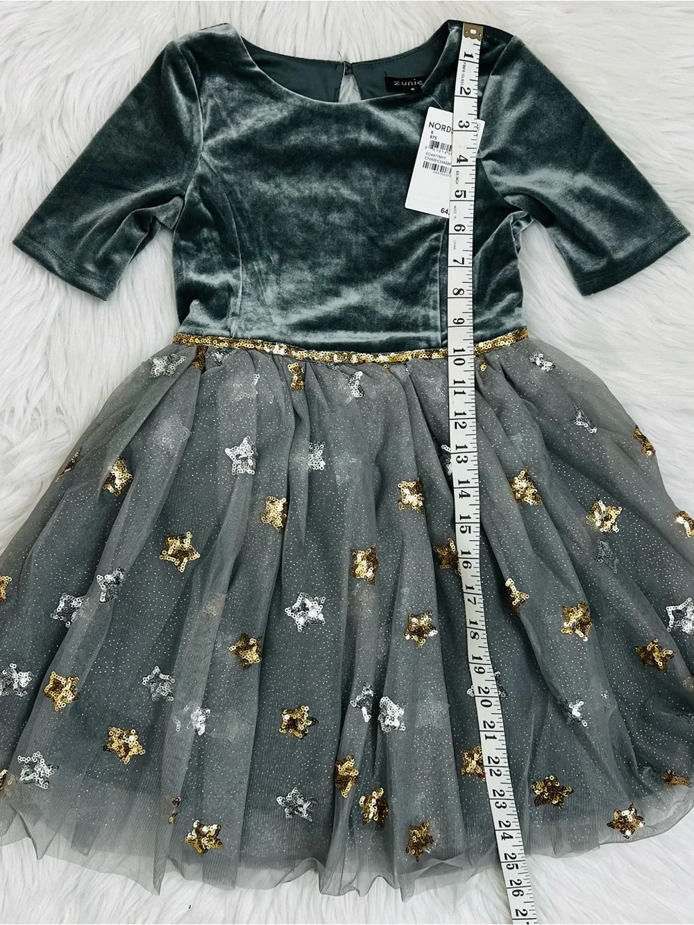 NWT! Zunie Kids' Sequin Velvet & Tulle Sequin Star & Sparkle Party Dress Sz 6